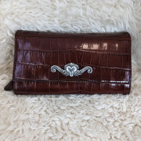 Brighton Bags Vintage Brighton Wallet Scrolled Heart Croco Wallet 8847 Brown Poshmark
